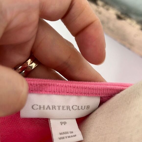 Charter Club Womens Top Heart Button Shoulder Long Sleeve Pink Size Petite NWT - Picture 10 of 14